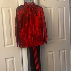 Adidas Tracksuit set Jacket in Red and black